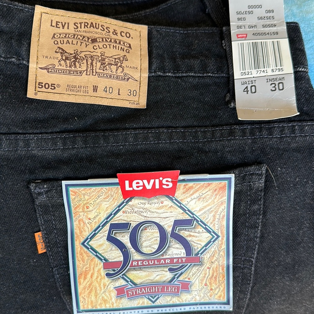 Levi’s Black 505 Jeans 40x30 NWT 90’s